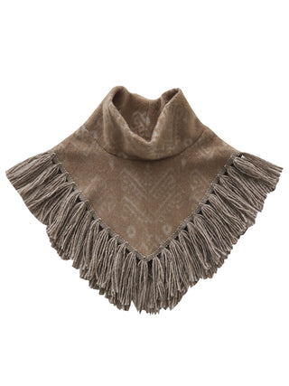 Snow Jacquard Fringe Cape