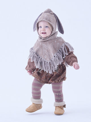 Brown Snow Jacquard Bunny Bonnet