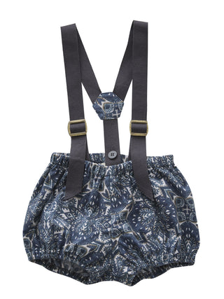Blue Snow Crystal Printed Suspenders Bloomers