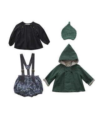 Blue Snow Crystal Printed Suspenders Bloomers