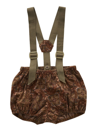 Teracotta Snow Crystal Printed Suspenders Bloomers