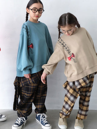 Beige Tartan One Shoulder Pants