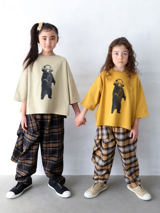 Beige Tartan One Shoulder Pants