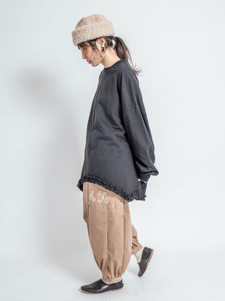 Black Wide Frill Top