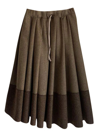 Khaki Tack Flare Skirt