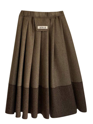 Khaki Tack Flare Skirt