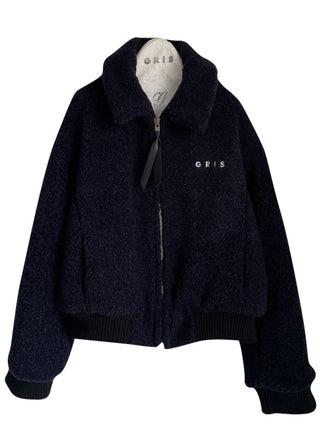 Navy Boa Zip Blouson