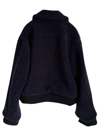 Navy Boa Zip Blouson