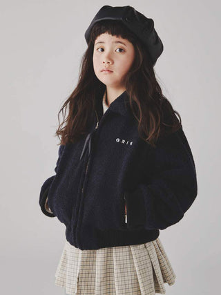 Navy Boa Zip Blouson