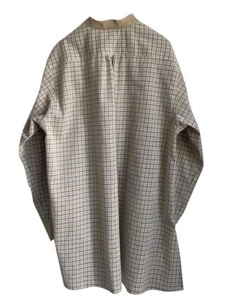 Beige Band Collar Pullover Shirt