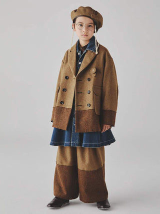 Brown Band Collar Pullover Shirt