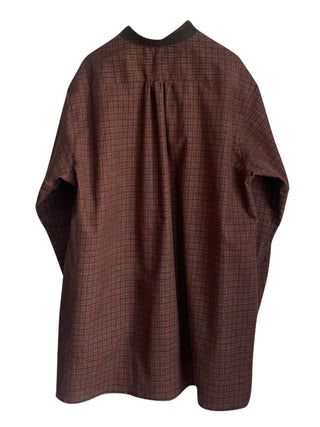 Brown Band Collar Pullover Shirt