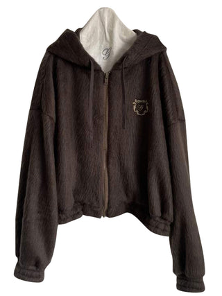 Brown Shaggy Wide Zip Fody