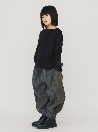 Black Pleated Cuff Sleeve Top