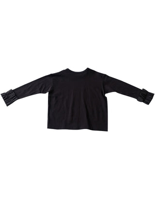 Black Pleated Cuff Sleeve Top