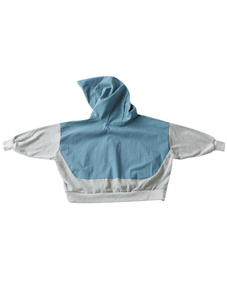 Blue Grey Colorblock Hoodie