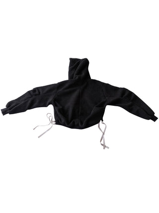 Black Drawstring Hem Hoodie