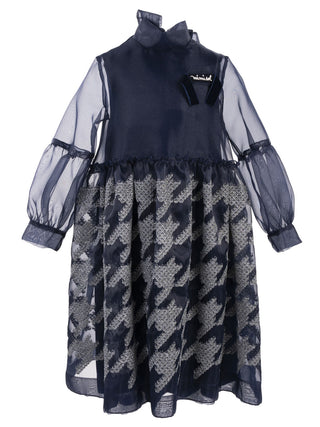 Pied-De-Poule Embroidered Dress 12Y Pied-De-Poule Embroidered Dress 12Y
