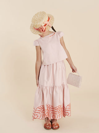 Embroidered Pink Skirt Set