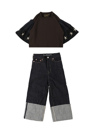 PREORDER: Navy Denim Rolled-up Pants