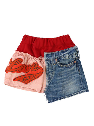 PREORDER: Red Denim Docking Design Skirt