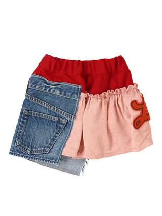 PREORDER: Red Denim Docking Design Skirt