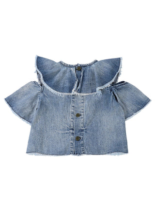 PREORDER: Blue Work Denim Ruffled Blouse