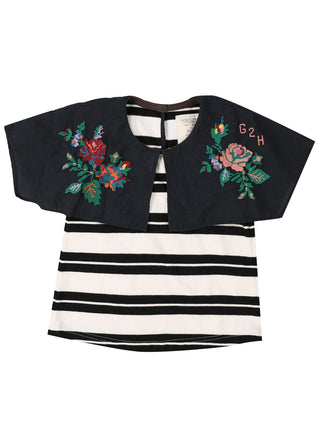 PREORDER: Black Striped Collar Sleeveless Tee
