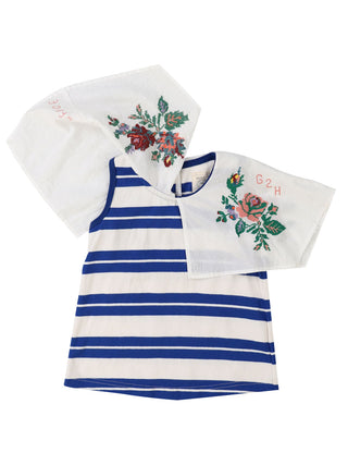 PREORDER: Blue Striped Collar Sleeveless Tee