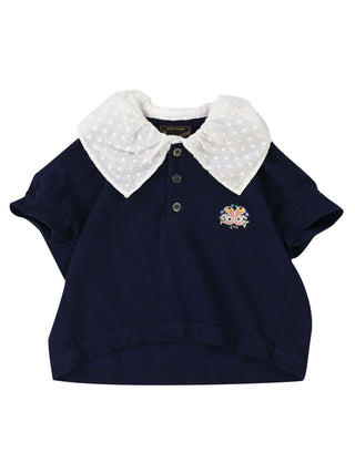 PREORDER: Navy Pique Ruffled Polo Shirt