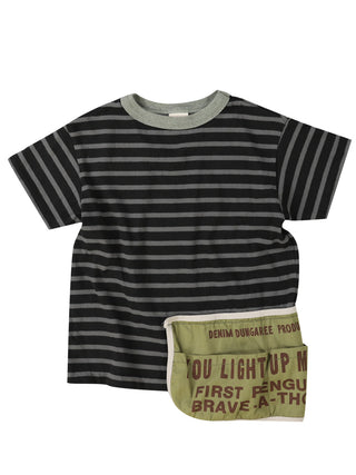 PREORDER: Dark Grey Striped Apron Tee