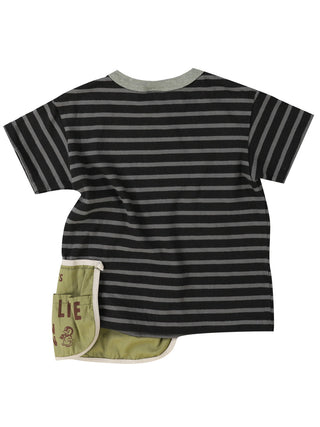 PREORDER: Dark Grey Striped Apron Tee