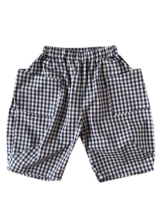 PREORDER: Navy Gingham Puff Shorts