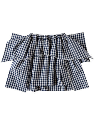 PREORDER: Navy Gingham Puff Skirt