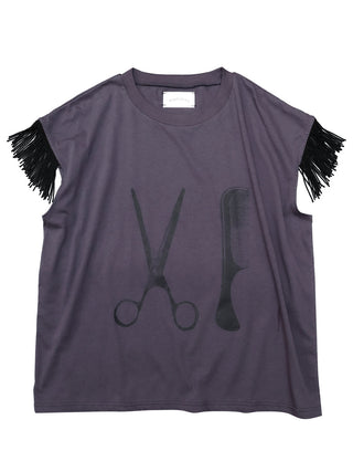 Purple Scissors and Comb Fringe T-Shirt