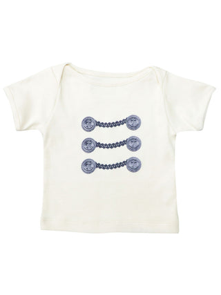 Cream Button Print T-Shirt