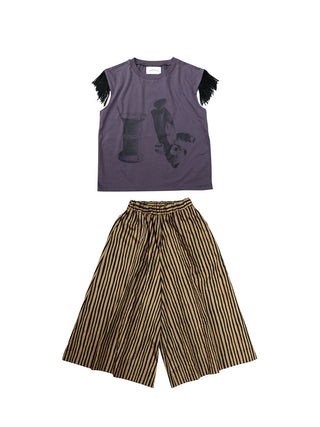 Olive Striped Wide Pants