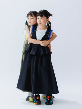 PREORDER: Black Pinafore Flare Dress