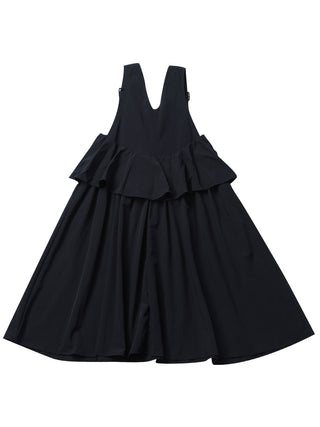 PREORDER: Black Pinafore Flare Dress