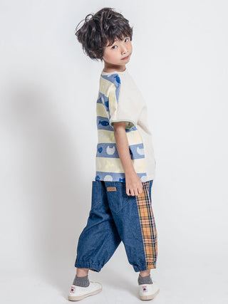 Check Side Line Denim Pants