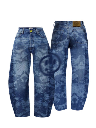 Printed Balloon Denim Pants