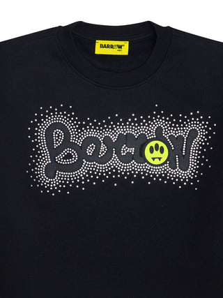 Black Cropped Rhinestone Sweatshirt