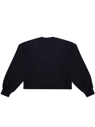 Black Cropped Rhinestone Sweatshirt