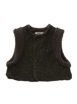 PREORDER: Brown Paisly Boa Vest