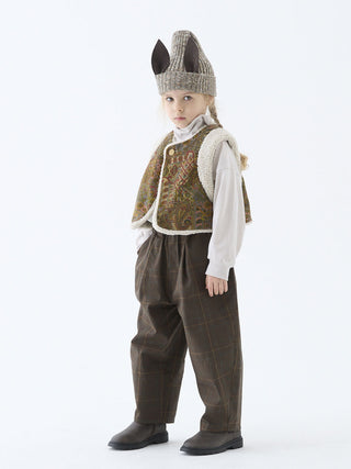 PREORDER: Olive Paisly Boa Vest