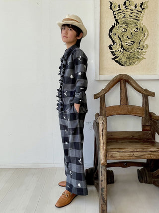 Black and Grey Checked Trousres