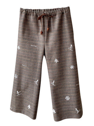 Ski Motif Checked Trousers