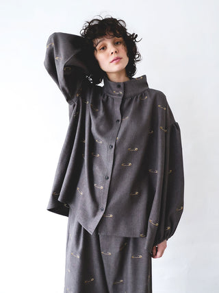 PREORDER: Woman Grey Safety Pin Blouse