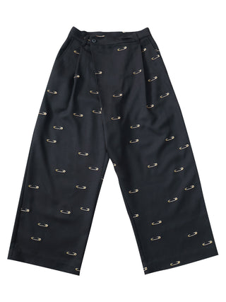 PREORDER: Woman Wide Black Safety Pin Pants