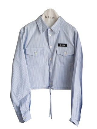 Stripe Cut-off Short Shirt